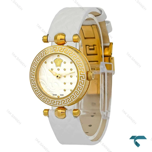 ساعت ورساچه Micro Vanitas زنانه طلایی بند چرم سفید Versace-7902-L