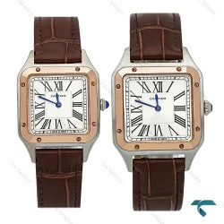 ساعت مچی ست کارتیه سانتوس دومونت بند چرم قهوه ای Cartier-7914-S