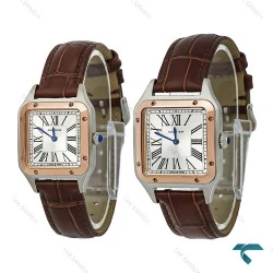 ساعت مچی ست کارتیه سانتوس دومونت بند چرم قهوه ای Cartier-7914-S