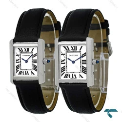 ساعت ست کارتیه تانک بند چرم مشکی Cartier-7923-S