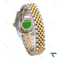 ساعت رولکس زنانه دورنگ طلایی صفحه سبز مشکی ایندکس نگین مدیوم Rolex-7981-L