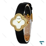 ساعت ون کلیف Alhambra زنانه طلایی صفحه سفید دور نگین VanCleef-7986-L