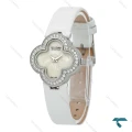ساعت ونکلیف Alhambra زنانه نقره ای بند چرم سفید دورنگین VanCleef-7989-L