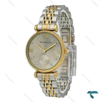 ساعت امپریو آرمانی زنانه دورنگ طلایی صفحه طوسی زیرثانیه Armani-7994-L