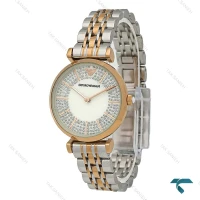 ساعت زنانه امپریو آرمانی دو رنگ رزگلد صفحه نگین دار Armani-7995-L