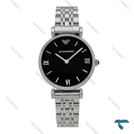 ساعت امپوریو آرمانی زنانه سیلور صفحه مشکی خطی Armani-7999-L