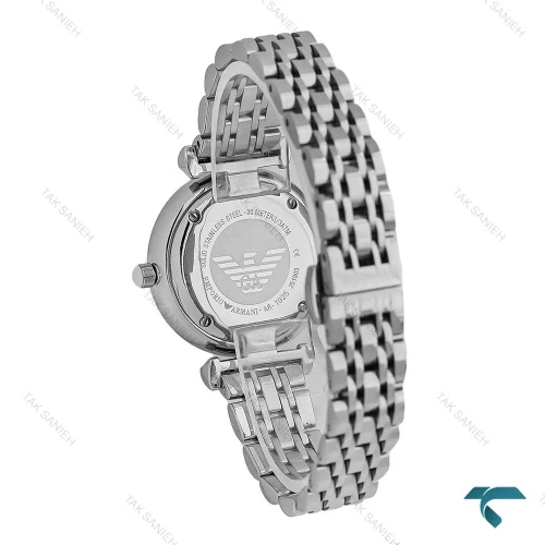 ساعت مچی امپریوآرمانی زنانه تمام سیلور صفحه نگین Armani-8001-L