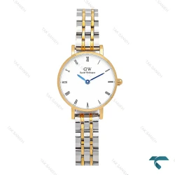 ساعت DW مینی زنانه گرد دورنگ طلایی ایندکس یونانی DW-5993-24-L