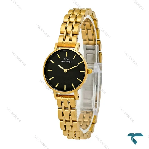 ساعت زنانه دنیل ولینگتون مینی گرد طلایی صفحه مشکی DW-8012-L