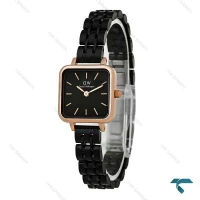 ساعت مربعی دنیل ولینگتون زنانه مشکی رزگلد DW-8016-L