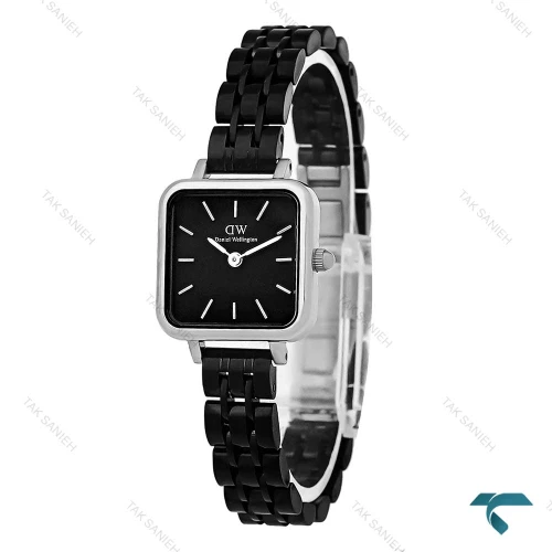 ساعت دنیل ولینگتون مربعی زنانه نقره ای مشکی DW-8017-L