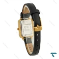 ساعت DW زنانه مستطیلی طلایی بندچرم صفحه سفید نگین دار DW-8026-L