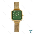 ساعت DW زنانه مربع طلایی بند حصیری صفحه سبز DW-8027-L