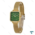 ساعت DW زنانه مربع طلایی بند حصیری صفحه سبز DW-8027-L