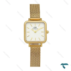 ساعت DW زنانه طلایی بند حصیری مربع صفحه سفید DW-8030-L