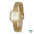ساعت DW زنانه طلایی بند حصیری مربع صفحه سفید DW-8030-L