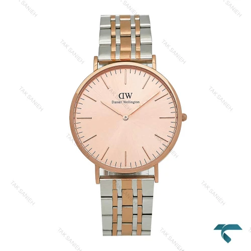 ساعت دنیل ولینگتون فلزی مردانه دورنگ رزگلد صفحه رزگلد DW-8032-G