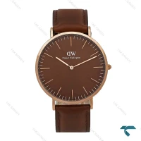 ساعت بند چرمی مردانه دنیل ولینگتون قهوه ای DW-8033-G