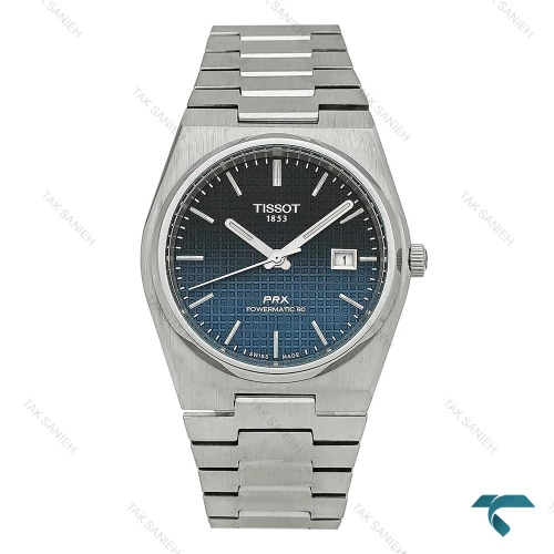 ساعت تیسوت PRX پاورماتیک مردانه نقره ای صفحه مشکی سرمه ای Tissot-8049-G