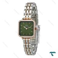 ساعت DW دنیل زنانه مربعی دورنگ رزگلد صفحه سبز DW-7261-L