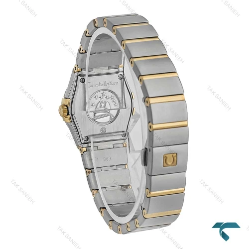 ساعت زنانه امگا دورنگ طلایی صفحه سفید نگینی اسمال Omega-7272-L