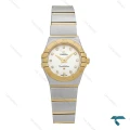 ساعت زنانه امگا دورنگ طلایی صفحه سفید نگینی اسمال Omega-7272-L