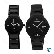 ست ساعت رادو مشکی سرامیکی عقربه سیلور Rado-7281-S