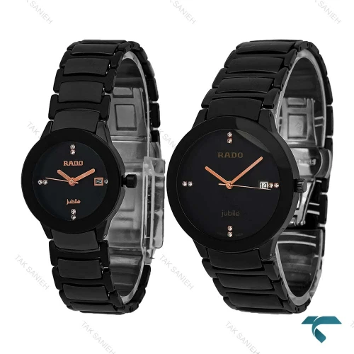 ساعت مچی ست Rado رادو مشکی وسط سرامیکی عقربه رزگلد Rado-7284-S