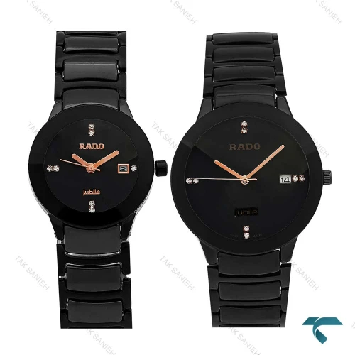 ساعت مچی ست Rado رادو مشکی وسط سرامیکی عقربه رزگلد Rado-7284-S
