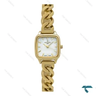 ساعت رومانسون زنانه مربعی بند کارتیری طلایی صفحه سفید Romanson-7290-L