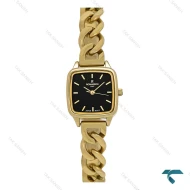 ساعت زنانه رومانسون مربعی بند کارتیه ای طلایی صفحه مشکی Romanson-7293-L