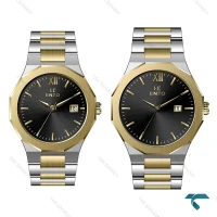 ساعت مچی ست انزو EC-608TBS دورنگ طلایی صفحه مشکی Enzo-8084-S