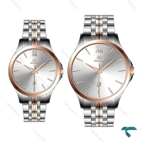 ست ساعت عروس دامادی انزو EC-612KES دورنگ رزگلد Enzo-8096-S