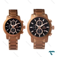 ساعت ست انزو EC-2164FBS کورنوگراف رزگلد صفحه مشکی Enzo-8117-S