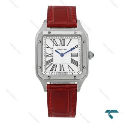 ساعت کارتیر سانتوس دومونت بند زرشکی متوسط Cartier-8192-G