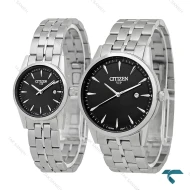 ساعت ست سیتیزن VIP نقره ای صفحه مشکی Citizen-8196-S