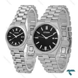 ساعت ست سیتیزن کلاسیک نقره ای صفحه مشکی Citizen-8197-S