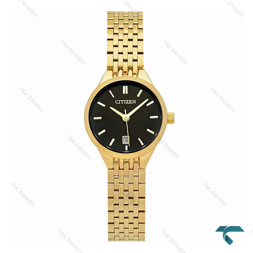 ساعت مچی زنانه سیتیزن طلایی صفحه مشکی Citizen-8198-L