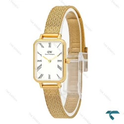 ساعت زنانه DW مستطیلی حصیری طلایی ایندکس یونانی DW-8199-L