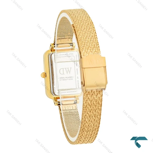 ساعت زنانه DW مستطیلی حصیری طلایی ایندکس یونانی DW-8199-L