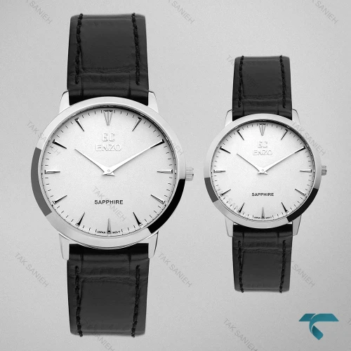 ساعت ست انزو EC-1702AES بند چرم نقره ای Enzo-8105-S
