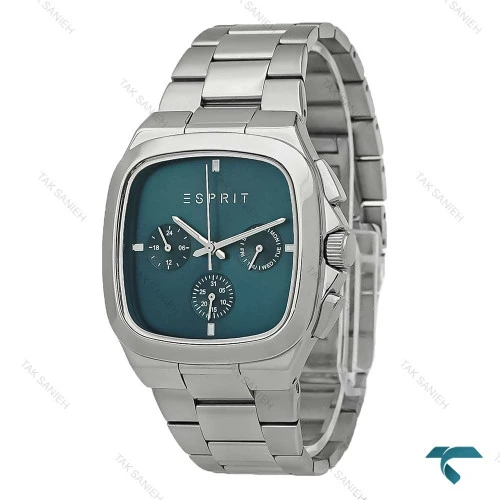 ساعت مردانه اسپریت سه موتوره نقره ای صفحه سبز کله غازی Esprit-8202-G