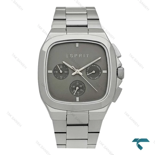ساعت اسپریت مردانه سه موتوره نقره ای صفحه طوسی Esprit-8204-G
