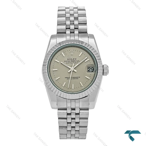 ساعت رولکس زنانه استیل صفحه طوسی ایندکس خط مدیوم Rolex-8251-L