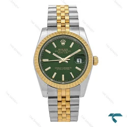 ساعت مردانه رولکس دورنگ طلایی صفحه سبز Rolex-8254-G