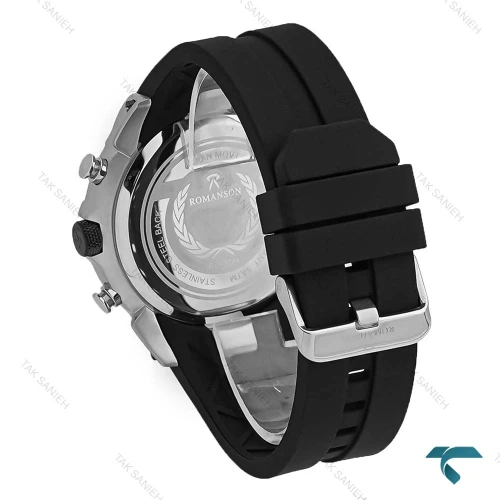ساعت مردانه رومانسون کورنوگراف دار سیلور بند رابر مشکی Romanson-8260-G