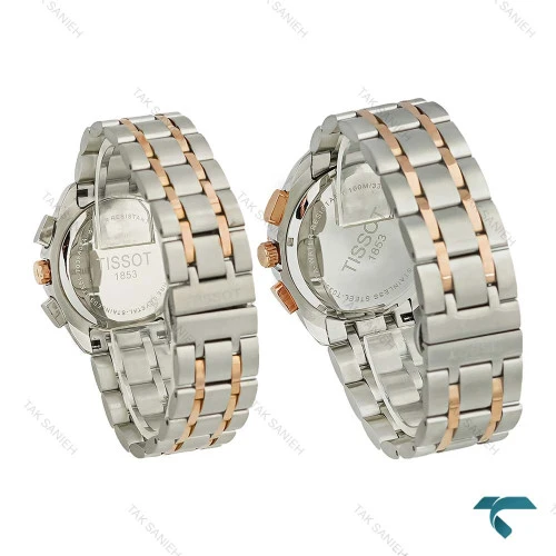 ساعت ست تیسوت دورنگ رزگلد سه موتوره کورنوگراف Tissot-8267-S