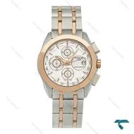 ساعت مچی تیسوت زنانه دورنگ رزگلد صفحه سفید کرنوگراف دار Tissot-8269-L