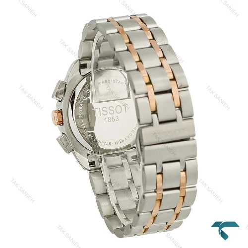 ساعت مچی تیسوت زنانه دورنگ رزگلد صفحه سفید کرنوگراف دار Tissot-8269-L