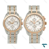 ساعت مچی ست تیسوت سه موتوره دورنگ رزگلد صفحه سفید Tissot-8270-S